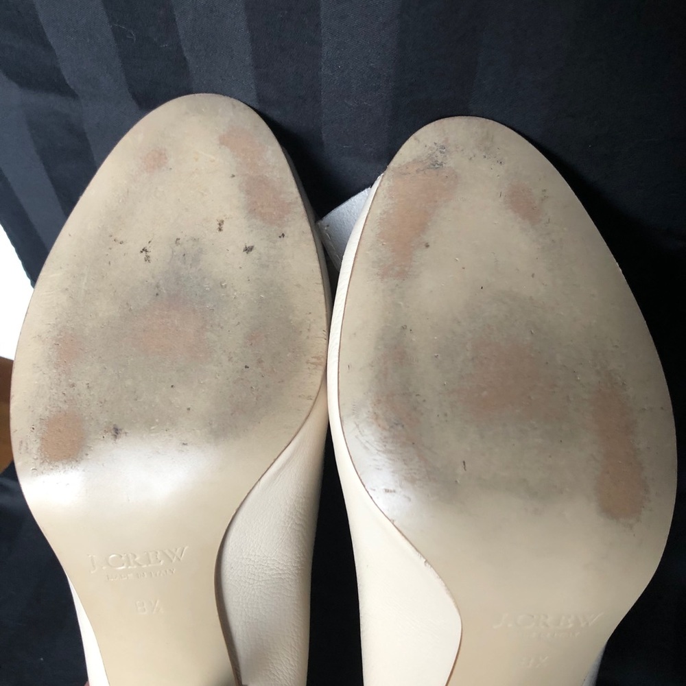 J. Crew Ivory Leather Peep Toe with Bow Heels - Picture 12 of 13